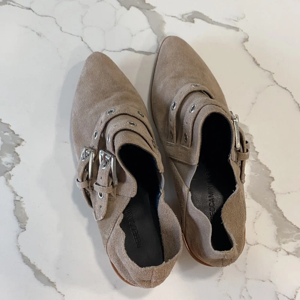 Rebecca Minkoff Tan Suede Buckled Low Booties 7